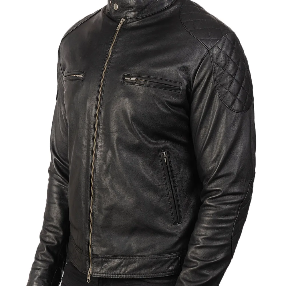 Gatsby Black Leather Biker Jacket