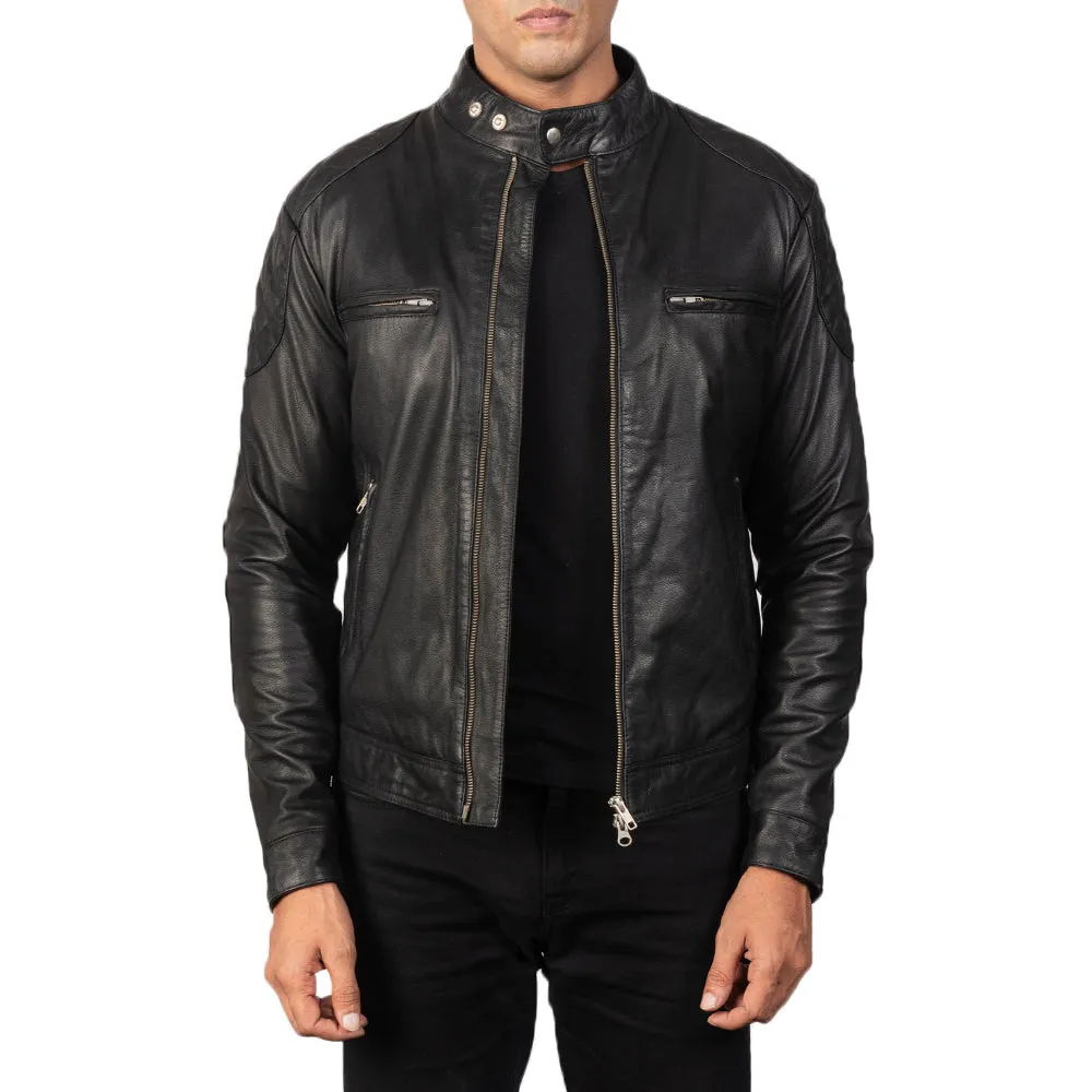 Gatsby Black Leather Biker Jacket