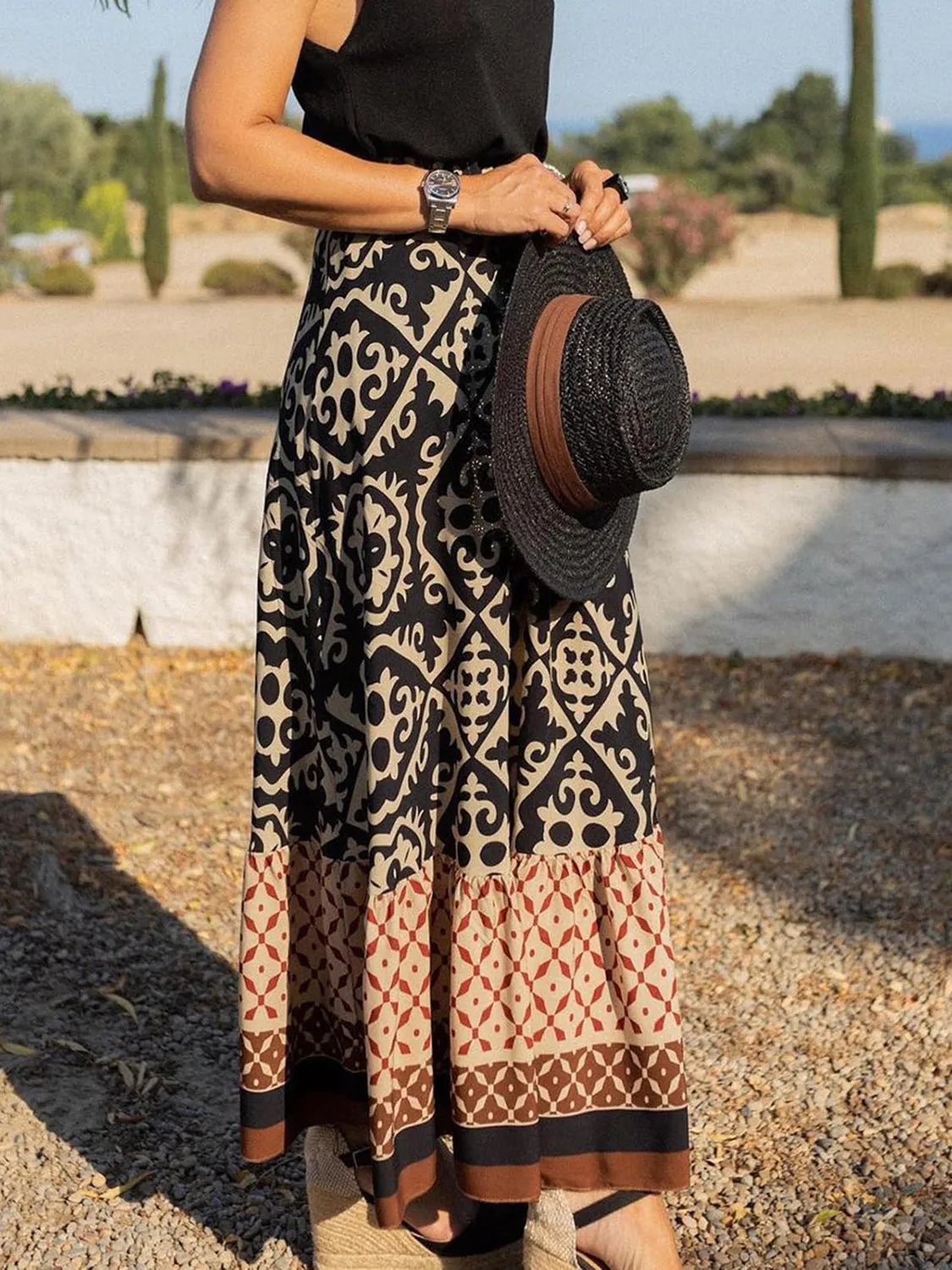 Geometric  Maxi Skirt