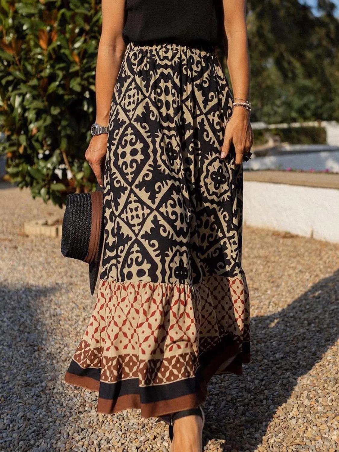 Geometric  Maxi Skirt