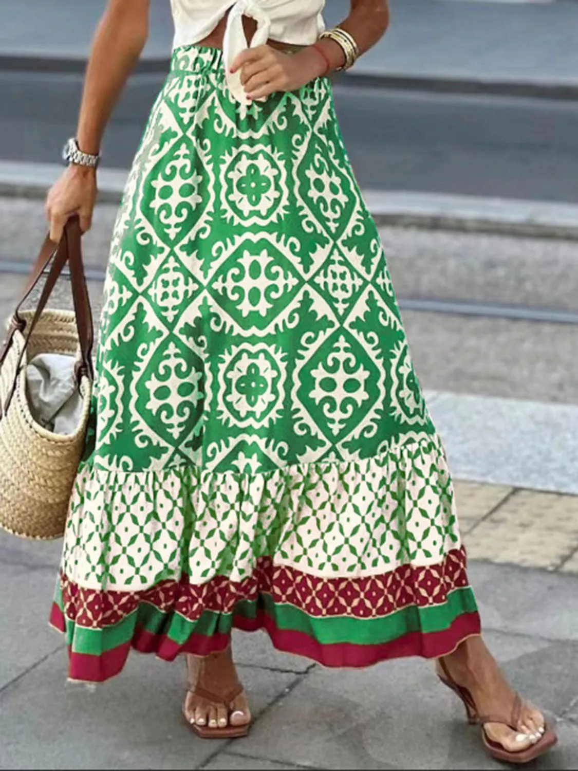 Geometric  Maxi Skirt