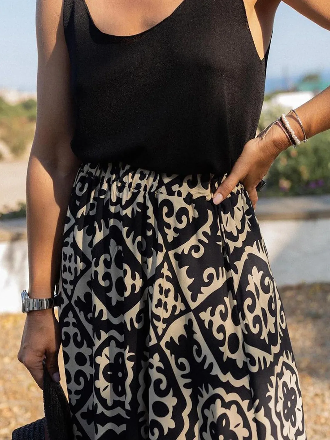 Geometric  Maxi Skirt