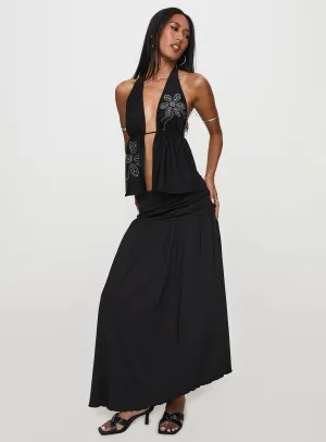 Gezabele Asymmetrical Maxi Skirt Black