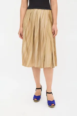 Gold Marbled Pleated Skirt