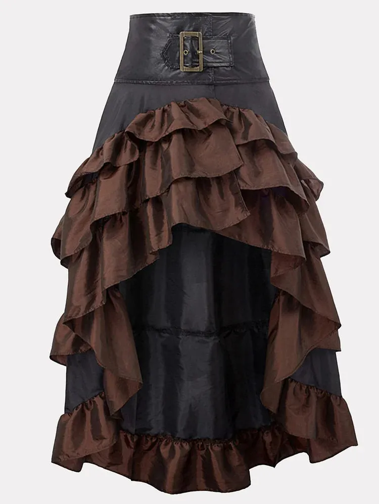 Gothic Romance Black & Merlot Maxi Skirt