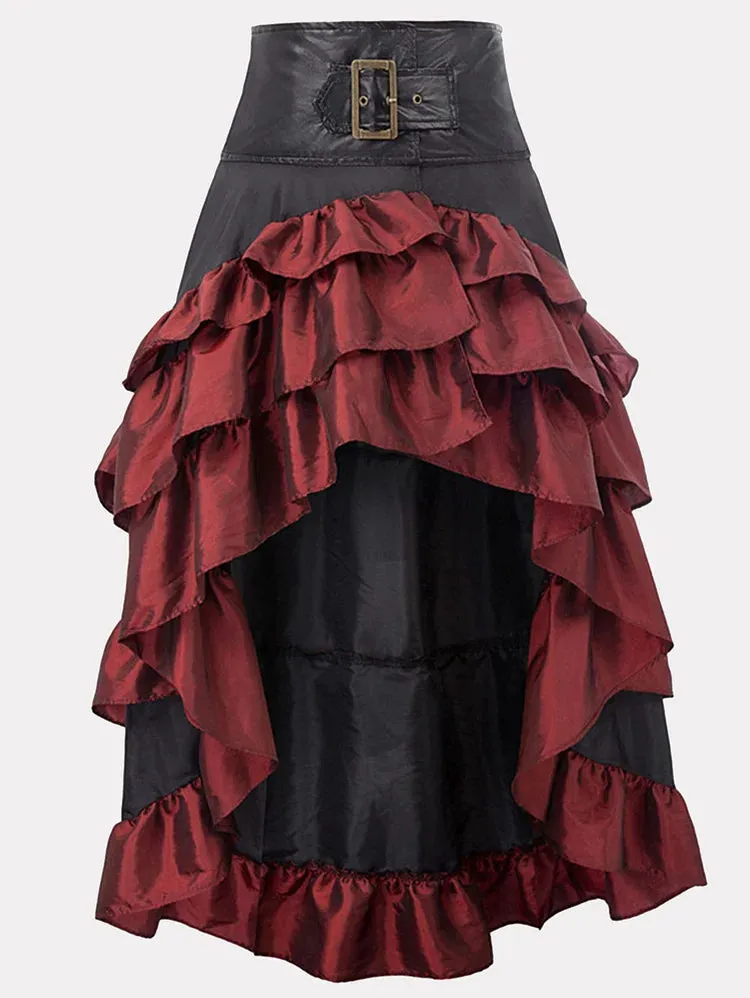 Gothic Romance Black & Merlot Maxi Skirt