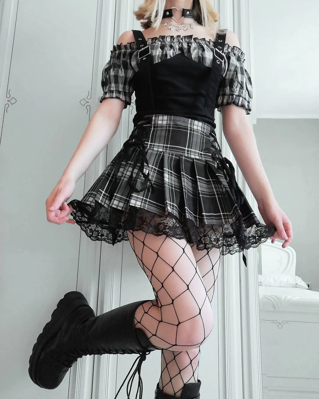 Harajuku Check Pleated Skirt KF81853