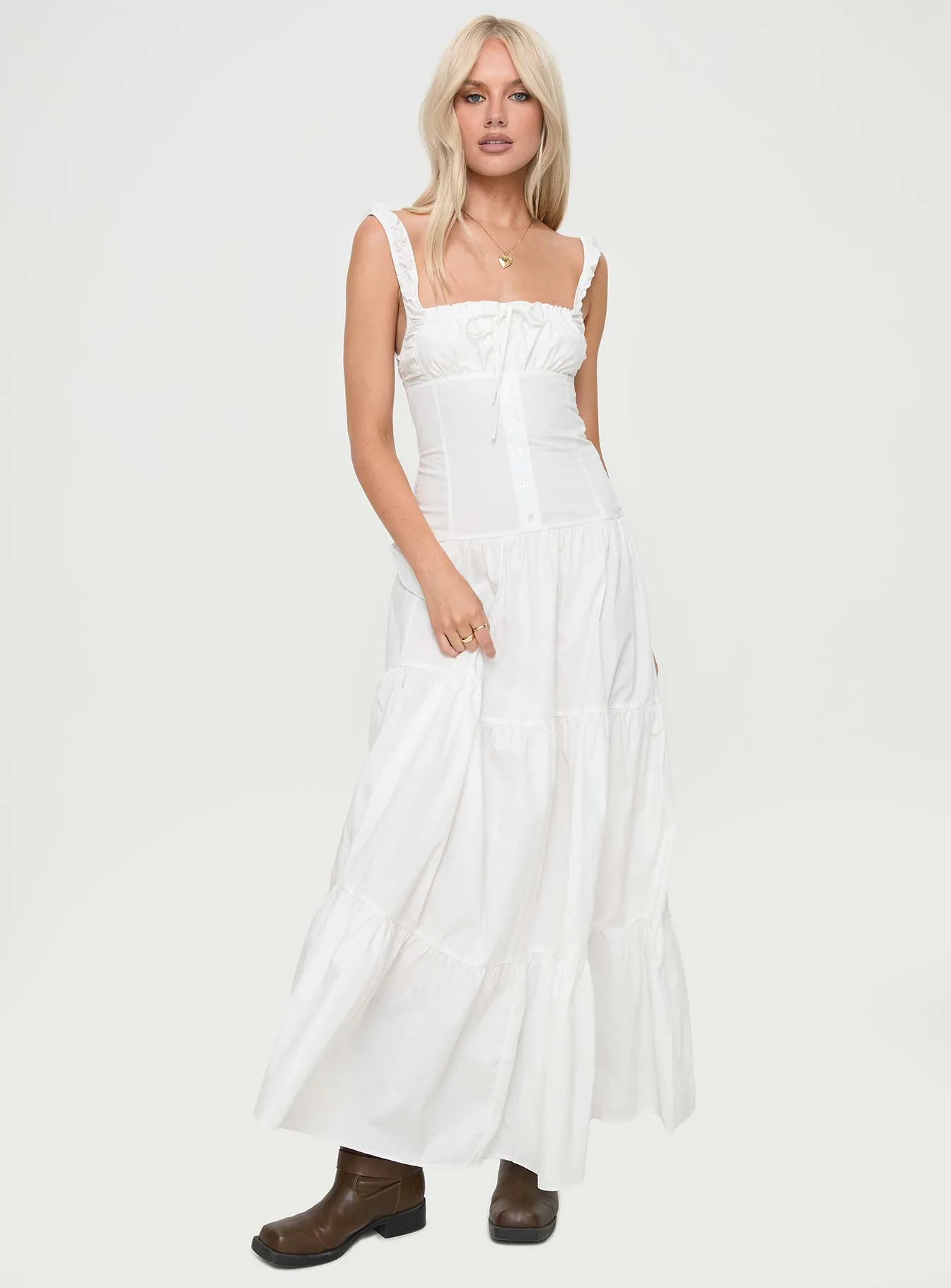 Heart Shaped Maxi Dress White