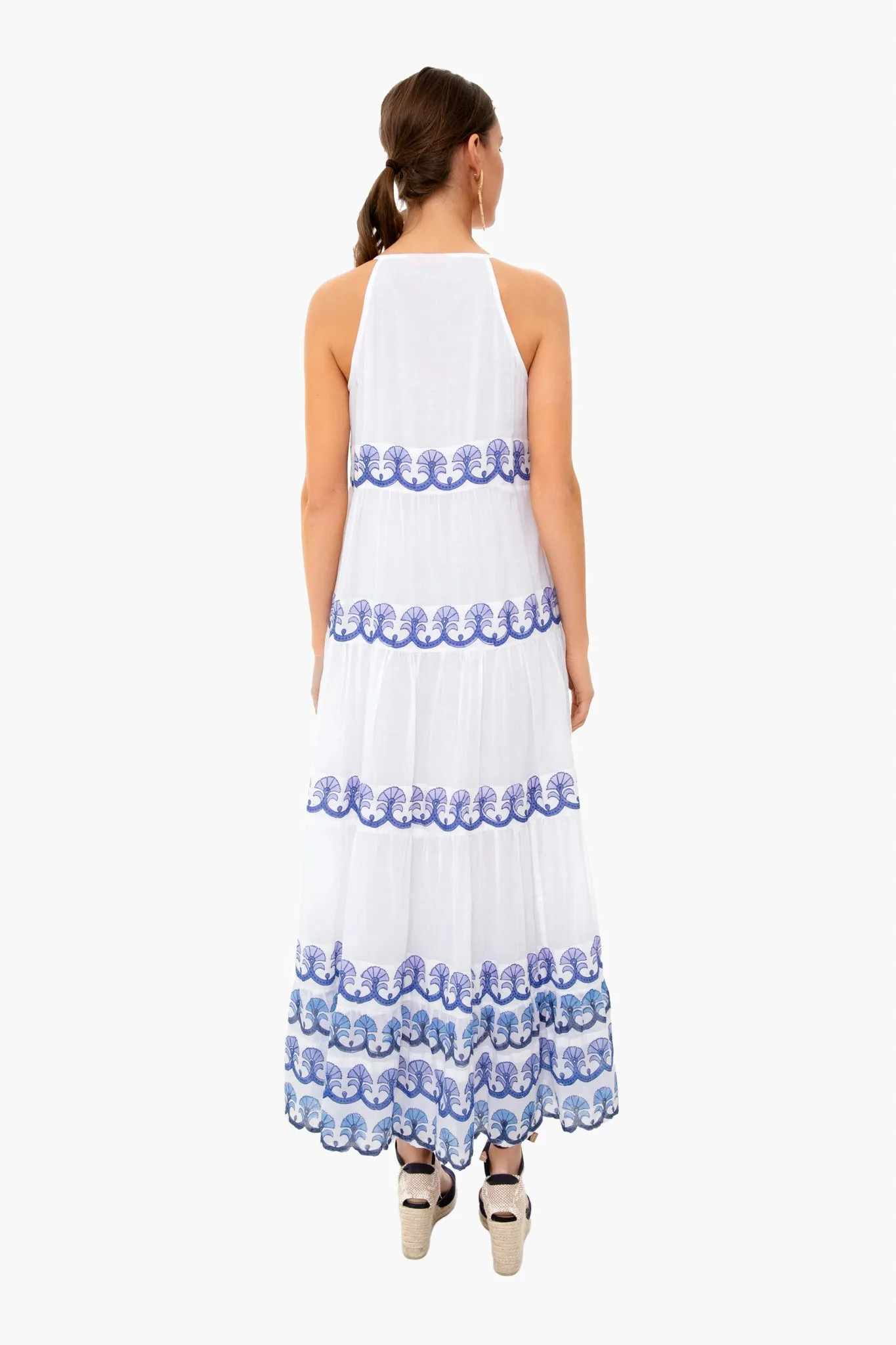 Holland Blue Long Tiered Tassel Dress