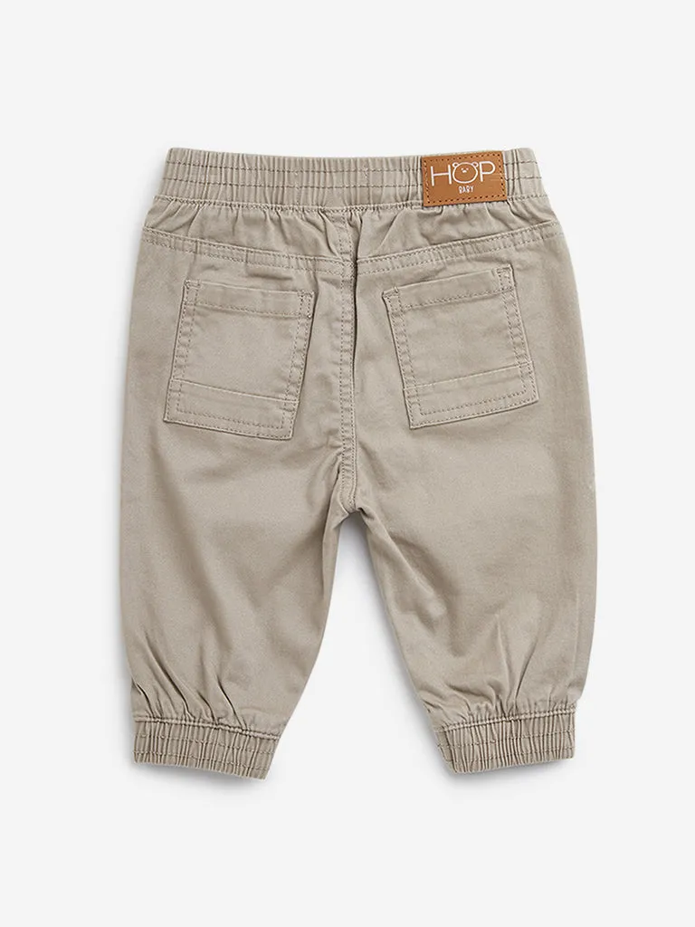 HOP Baby Dark Beige High-Rise Cotton Blend Joggers