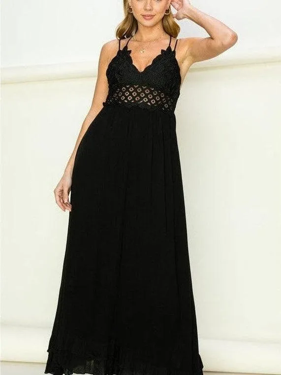 I'm in Love Lace Hollow-Out Maxi Dress