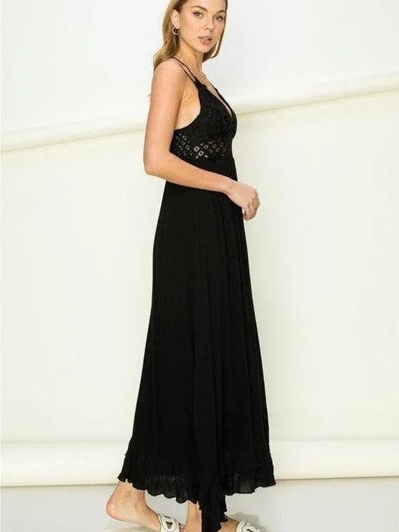 I'm in Love Lace Hollow-Out Maxi Dress