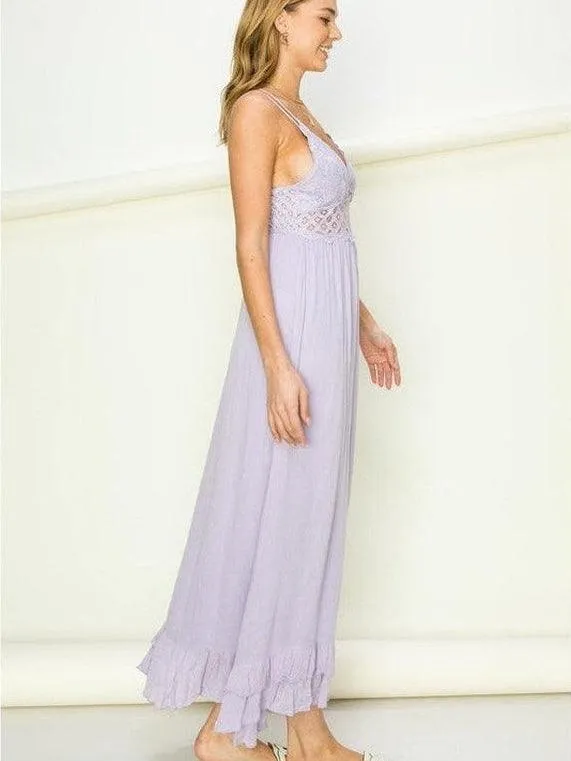 I'm in Love Lace Hollow-Out Maxi Dress