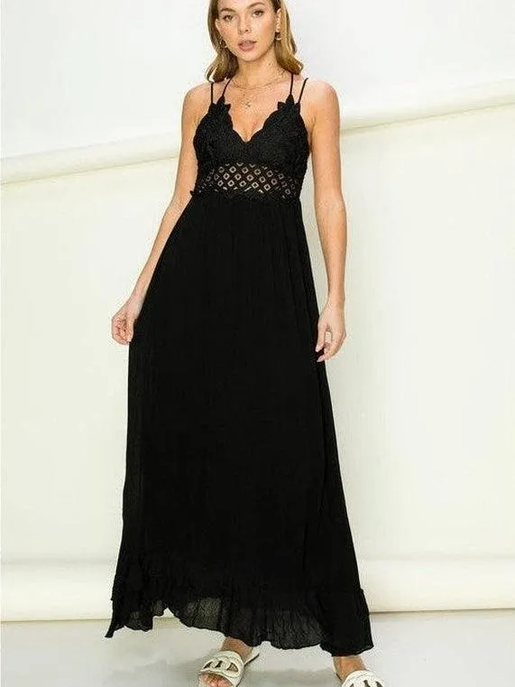 I'm in Love Lace Hollow-Out Maxi Dress