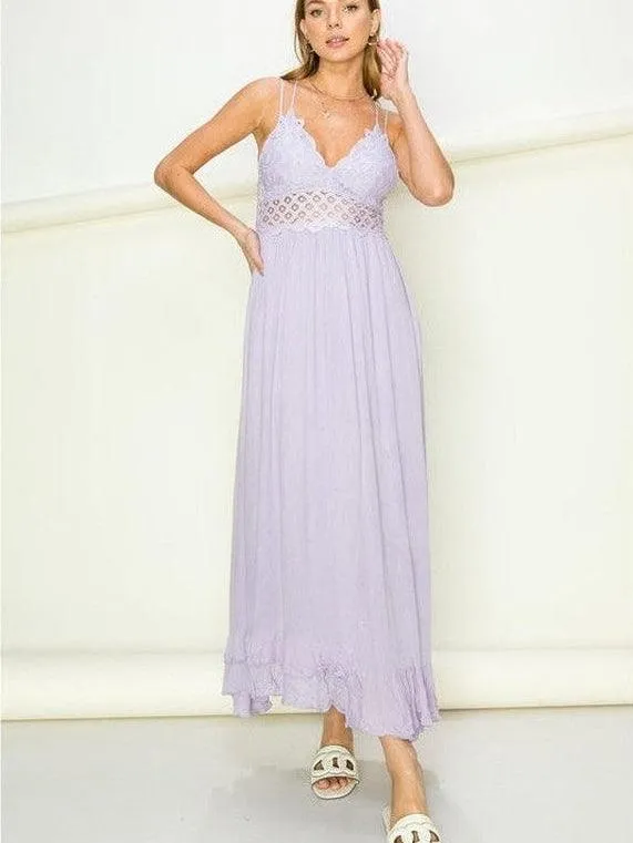 I'm in Love Lace Hollow-Out Maxi Dress