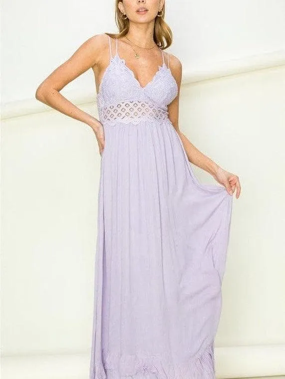 I'm in Love Lace Hollow-Out Maxi Dress