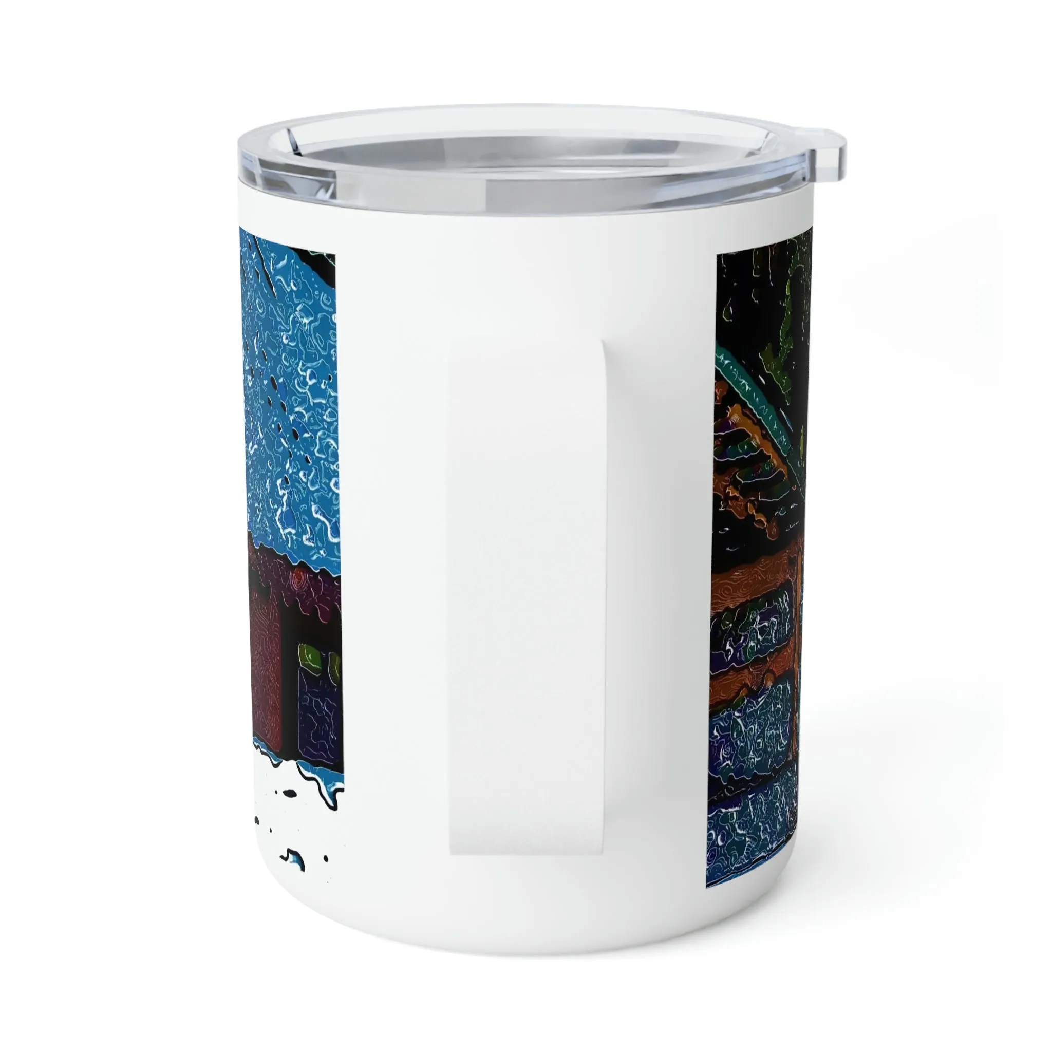 Insulated Coffee Mug, 10oz  ... "A Rider Passeth-Through-It" ... Colors Galore & A Bit Of Impressionism ... Original Works. Winter 2021. Central Idaho. Rendering Time: 12 Hours ...