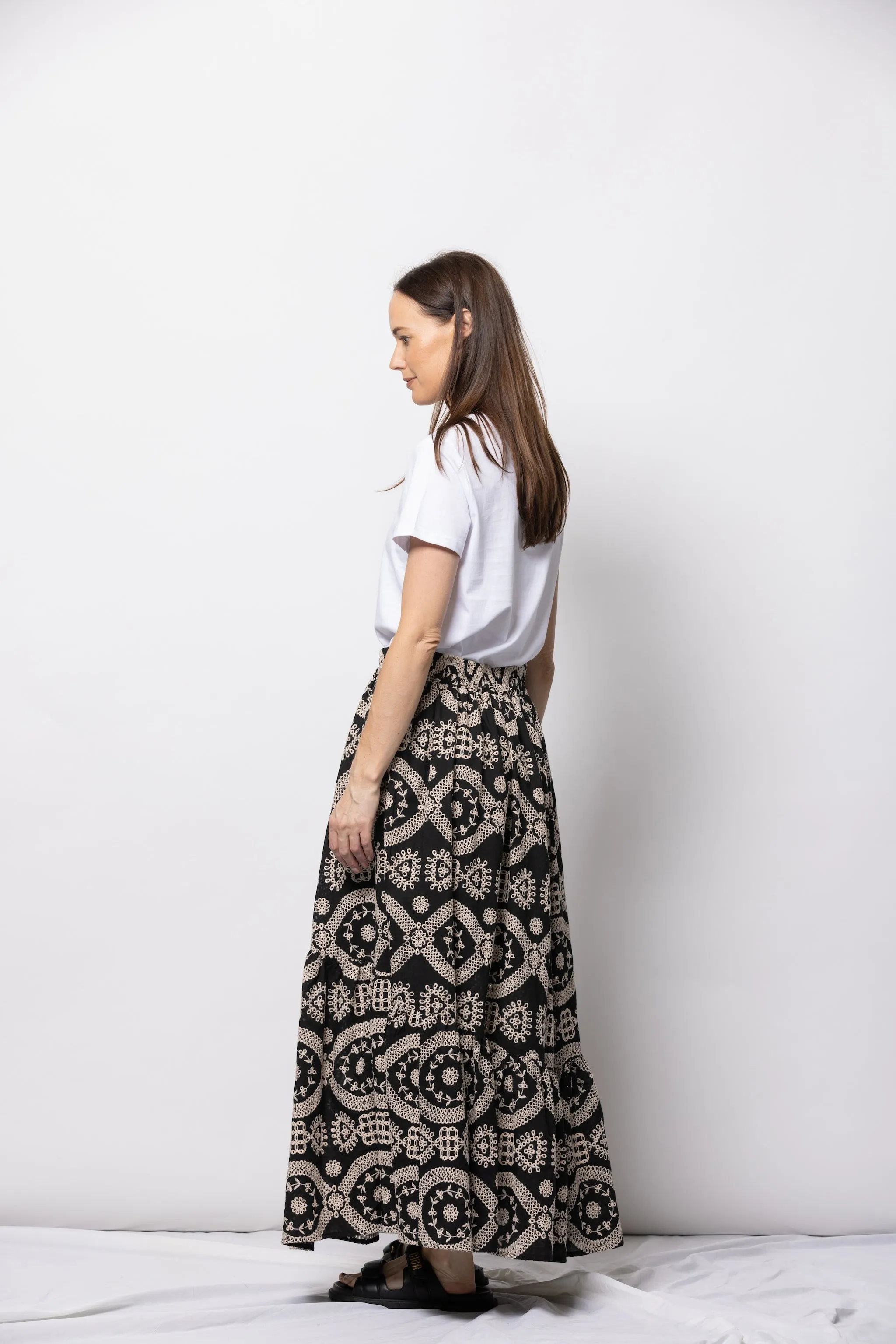 Ivy Maxi Skirt -Black/Cream