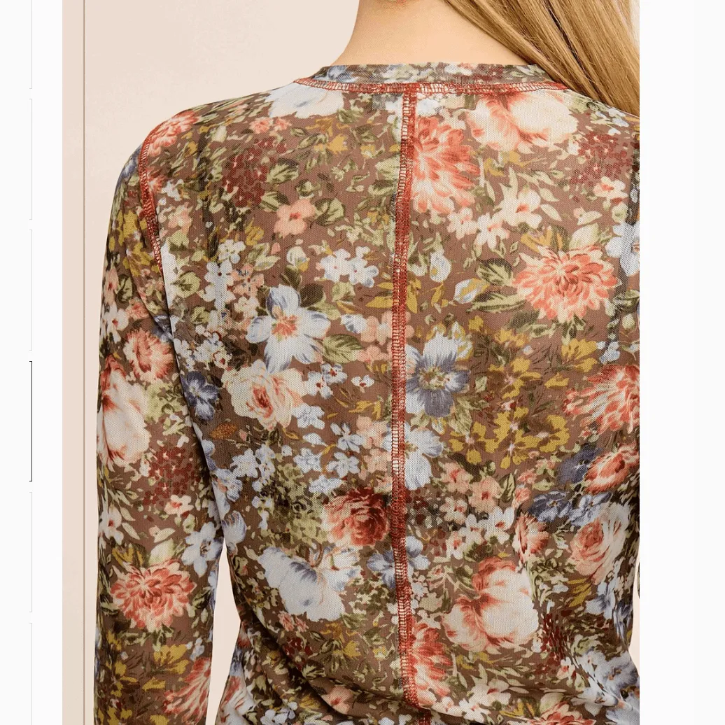 Jolene Floral Semi Sheer Long Sleeve Mesh Top