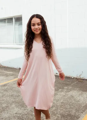 Kids Drape Dress - PINK