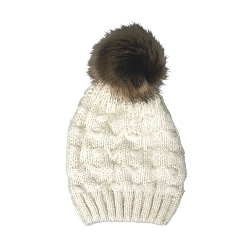 Kids Fur Beanie - Cream