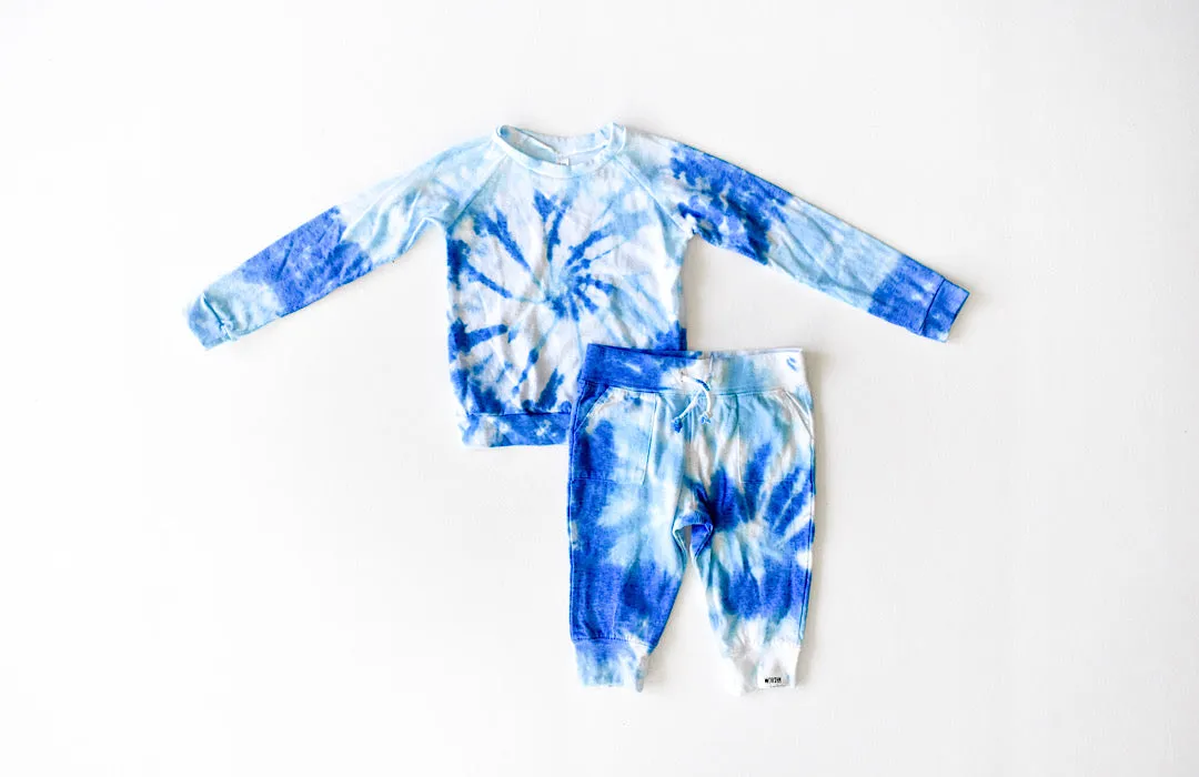 Kids Lightweight Tie Dye Joggers in Blue Sky