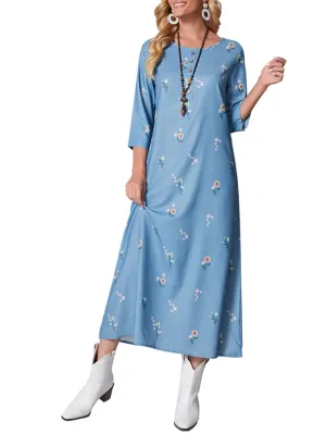 KittenAlarm - Floral Printing Middle Sleeve Dress