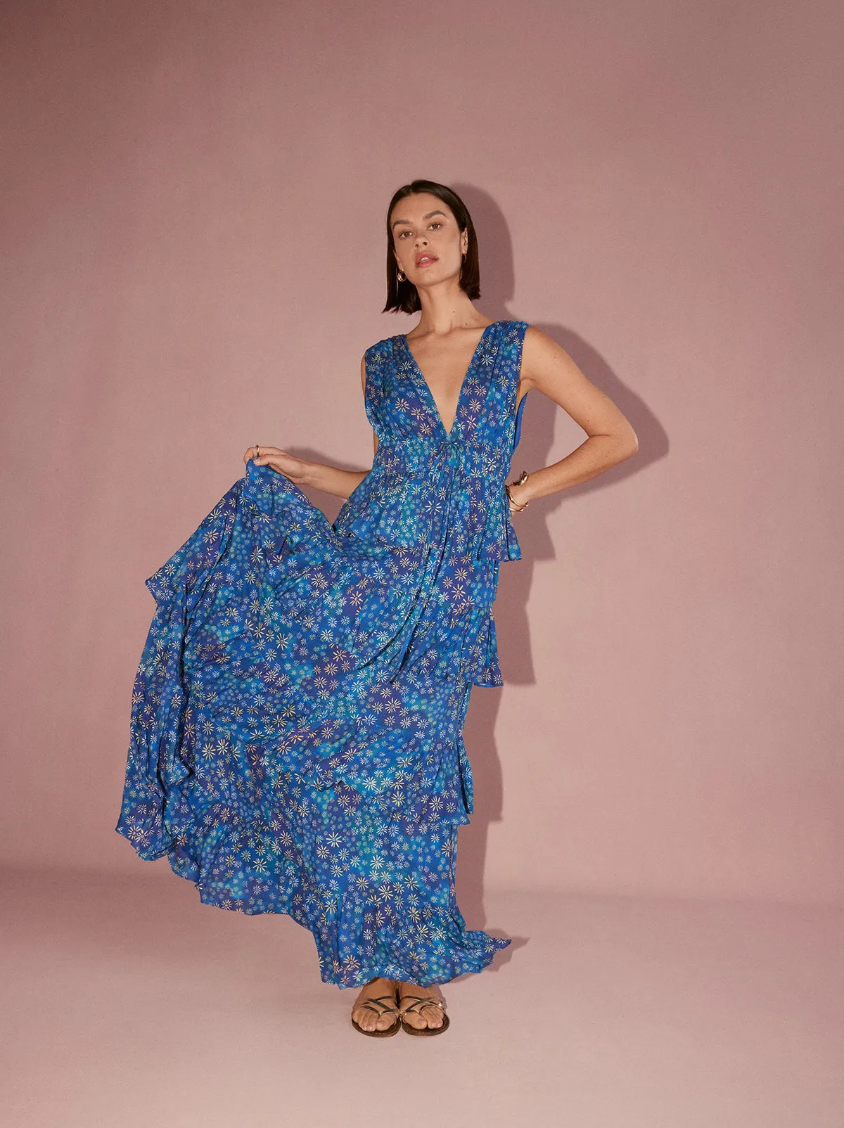 Laetitia Midnight Constellation Print Maxi Dress