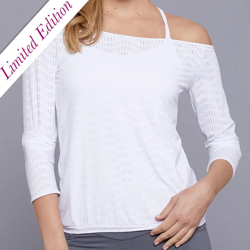 LE Sheer Off-one-Shoulder Pullover Top