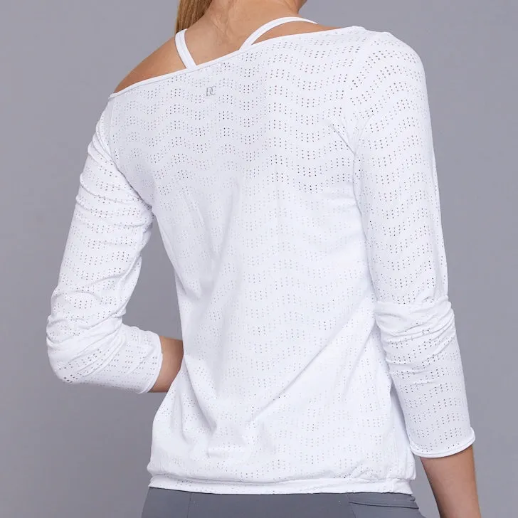 LE Sheer Off-one-Shoulder Pullover Top