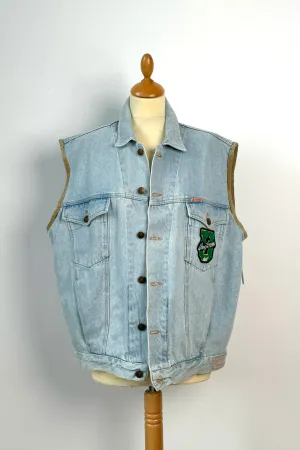 LIGHT BLUE DENIM VEST JACKET SIZE L 12 UK