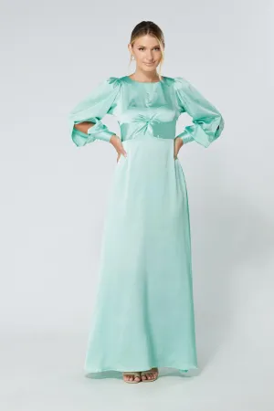 Lila Aqua Knotted Front Soft Crepe Maxi Dress