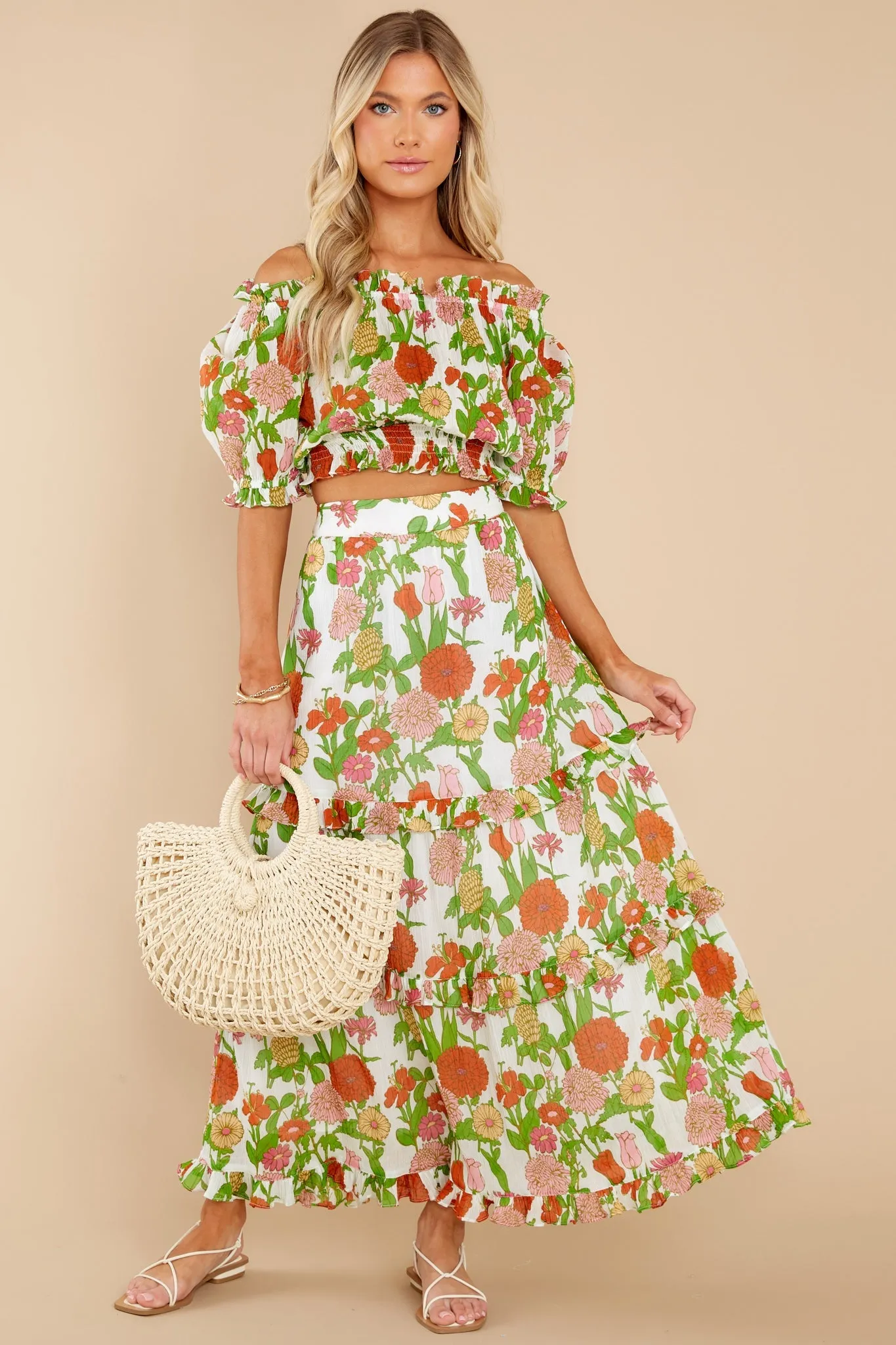 Lindsay Mini Mod Floral Melon Skirt