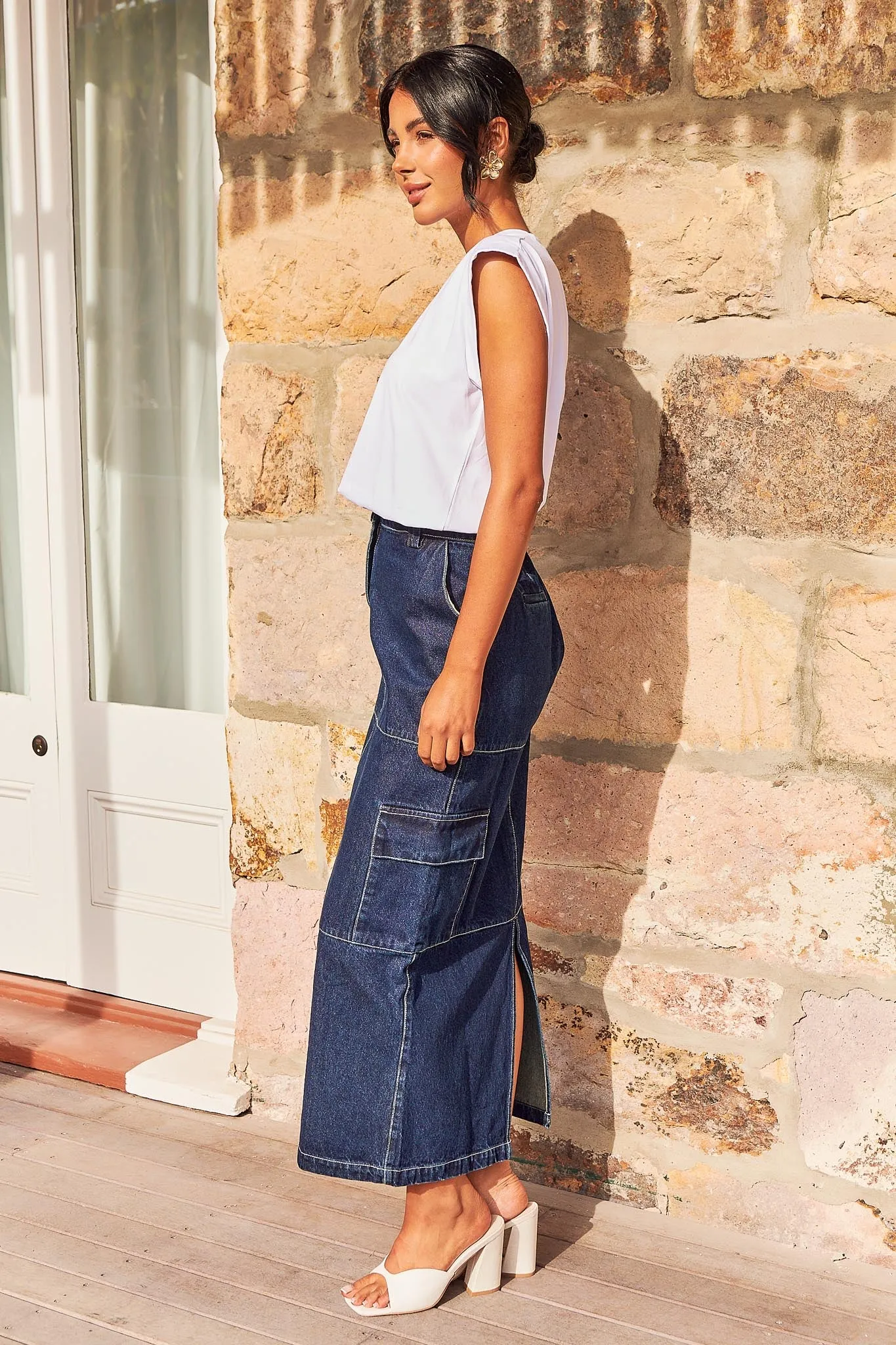 Lisa Cargo Maxi Skirt - Denim - Madison The Label - FINAL SALE