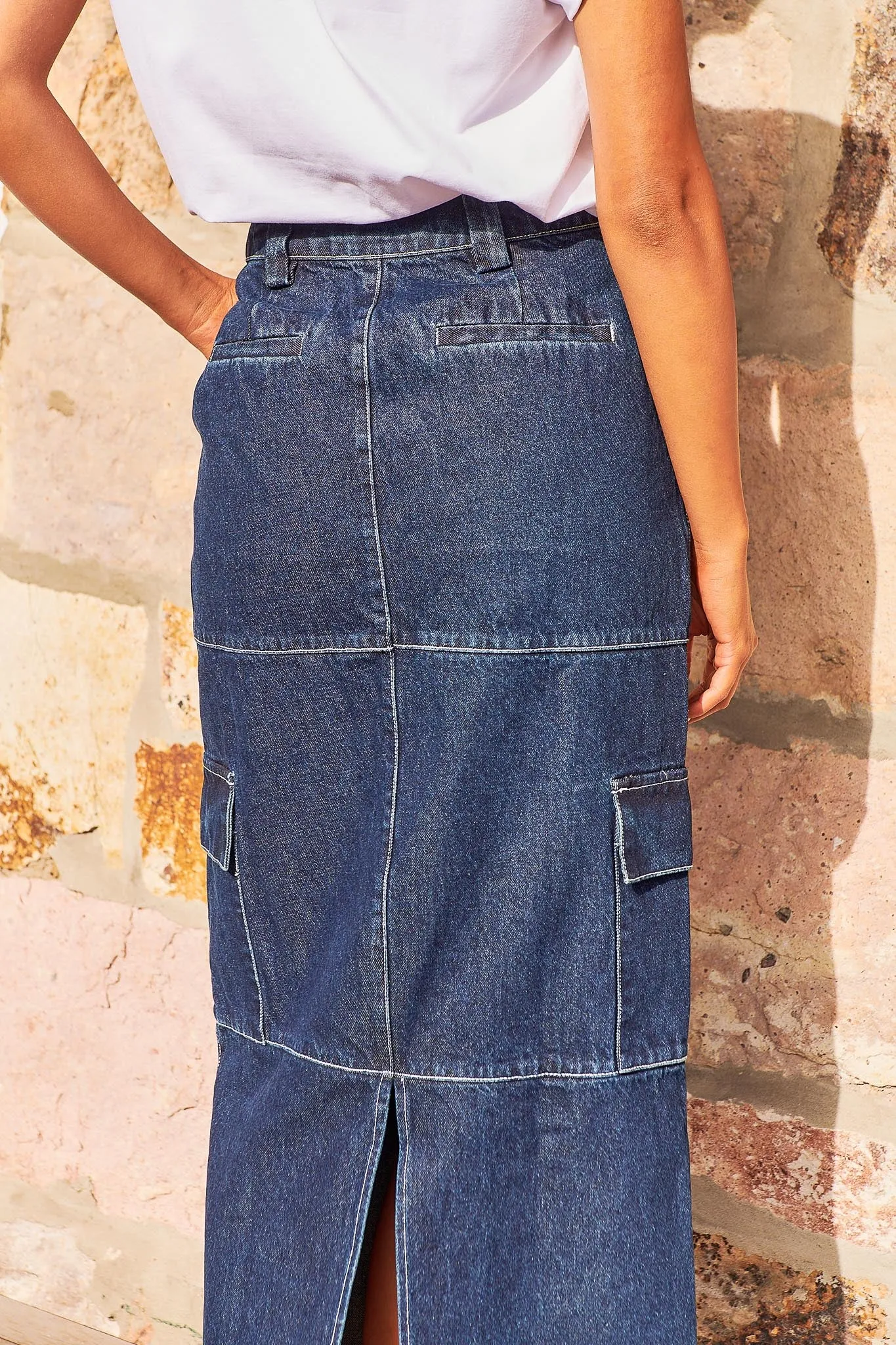 Lisa Cargo Maxi Skirt - Denim - Madison The Label - FINAL SALE