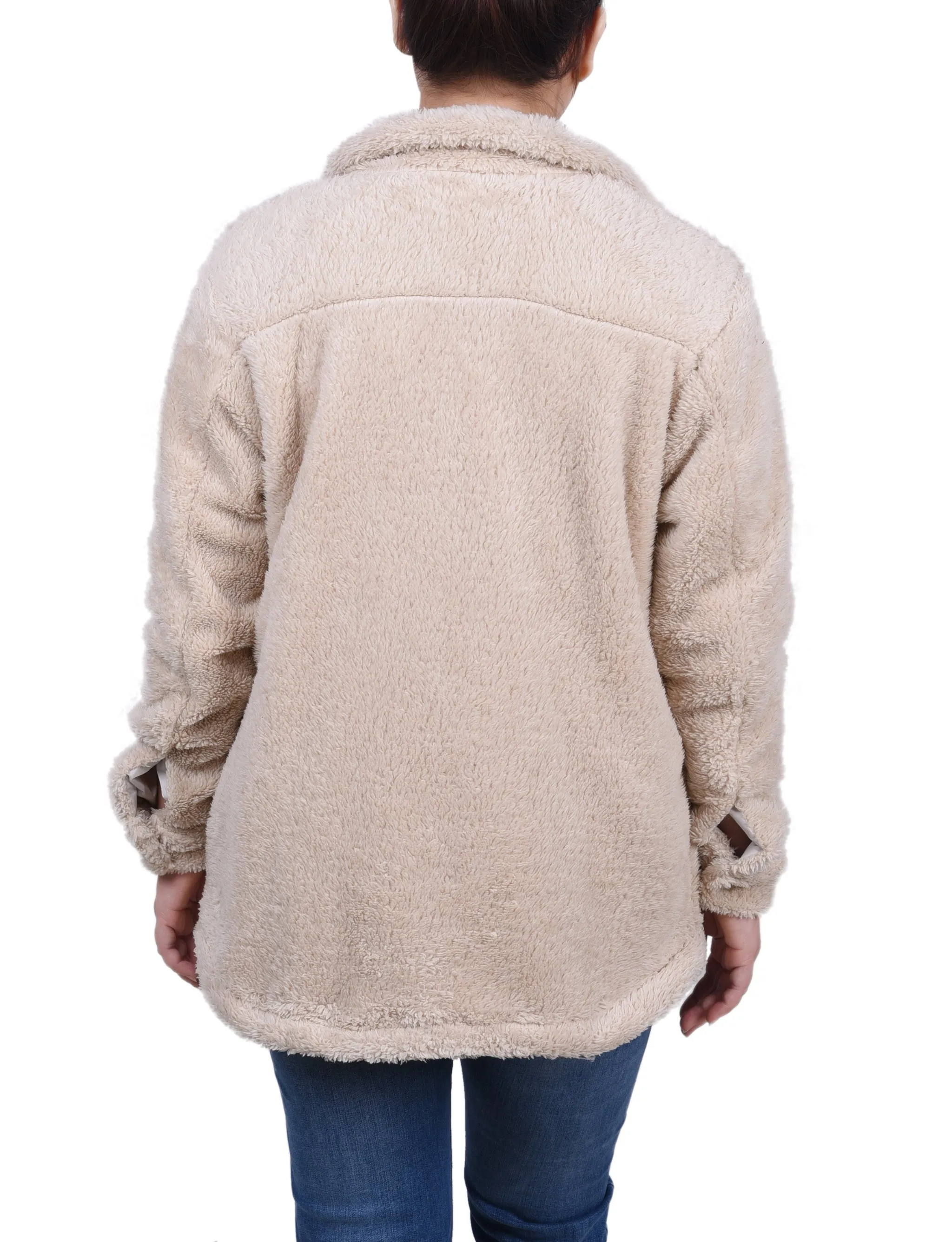 Long Sleeve Button Front Sherpa Jacket