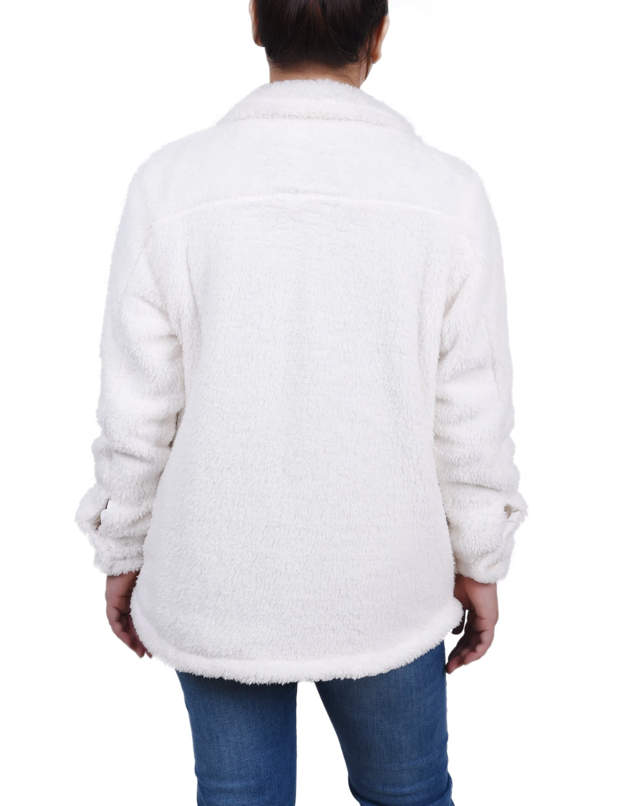 Long Sleeve Button Front Sherpa Jacket