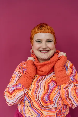 Long Sleeved Turtleneck in Orange Geode