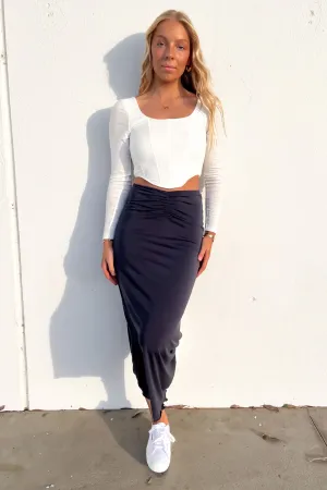 Luxe Maxi Skirt Steel