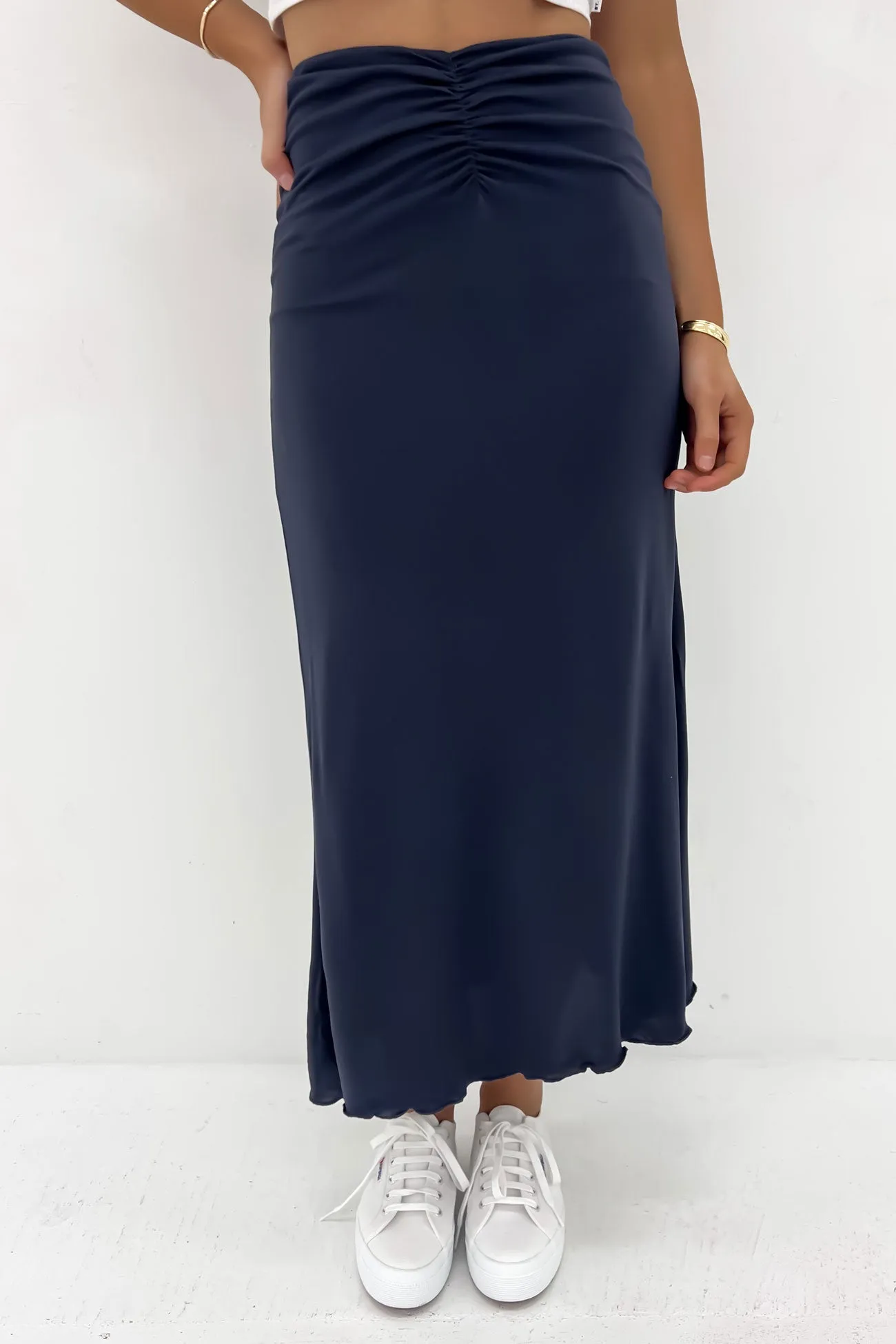 Luxe Maxi Skirt Steel