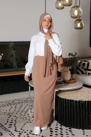 Luxe Spandex Maxi Skirt - Tan