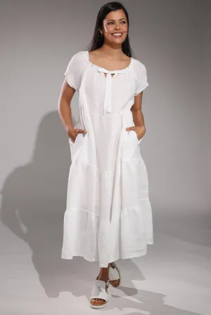 Made in Italy 100% Linen Maxi Dress | WHITE | 0208A1