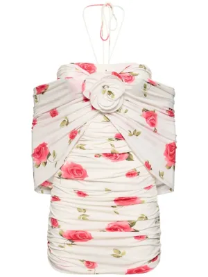 Magda Butrym   Rose print jersey mini dress 