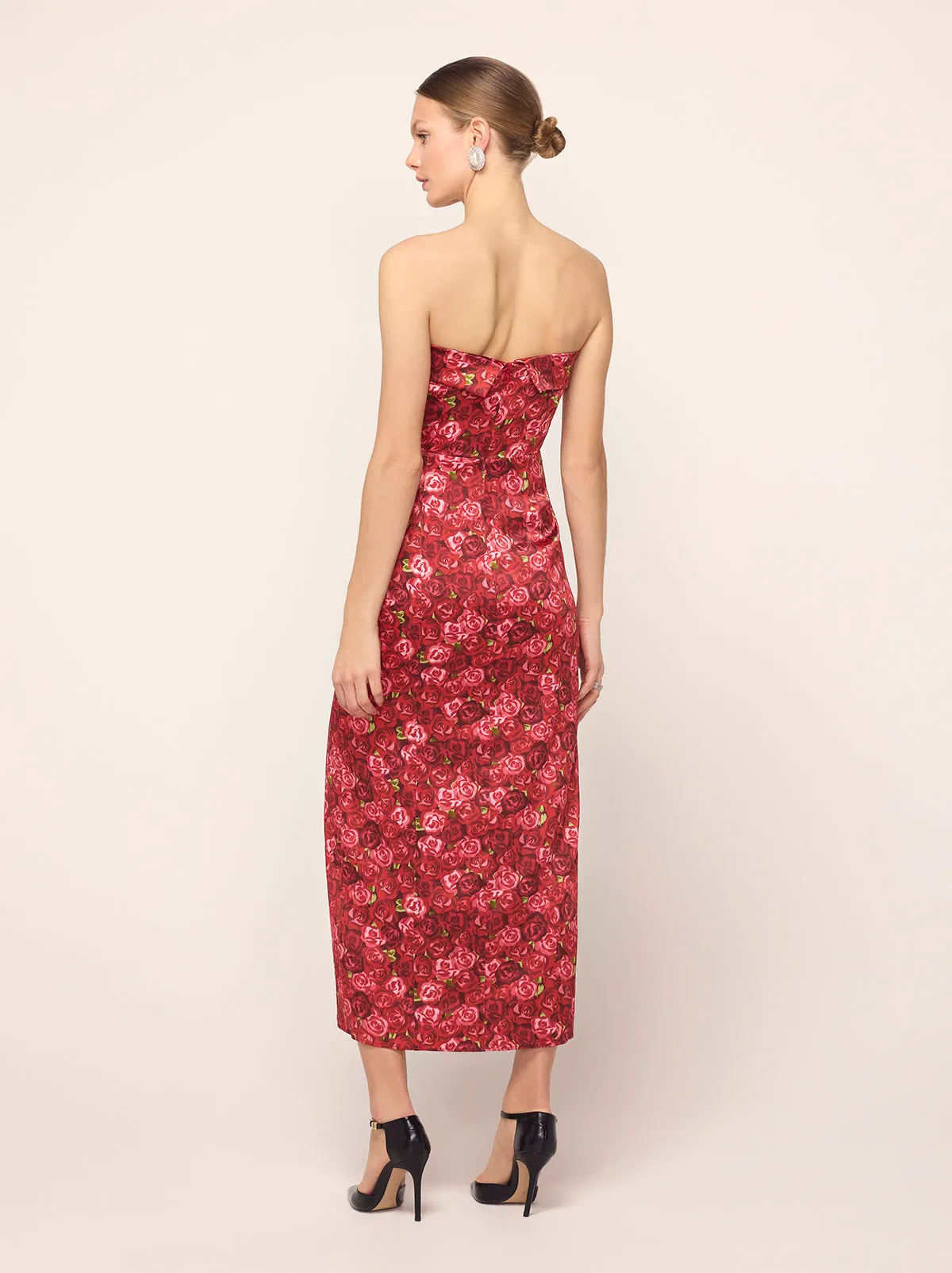 Marcelle Red Roses Print Dress