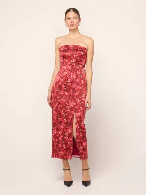 Marcelle Red Roses Print Dress