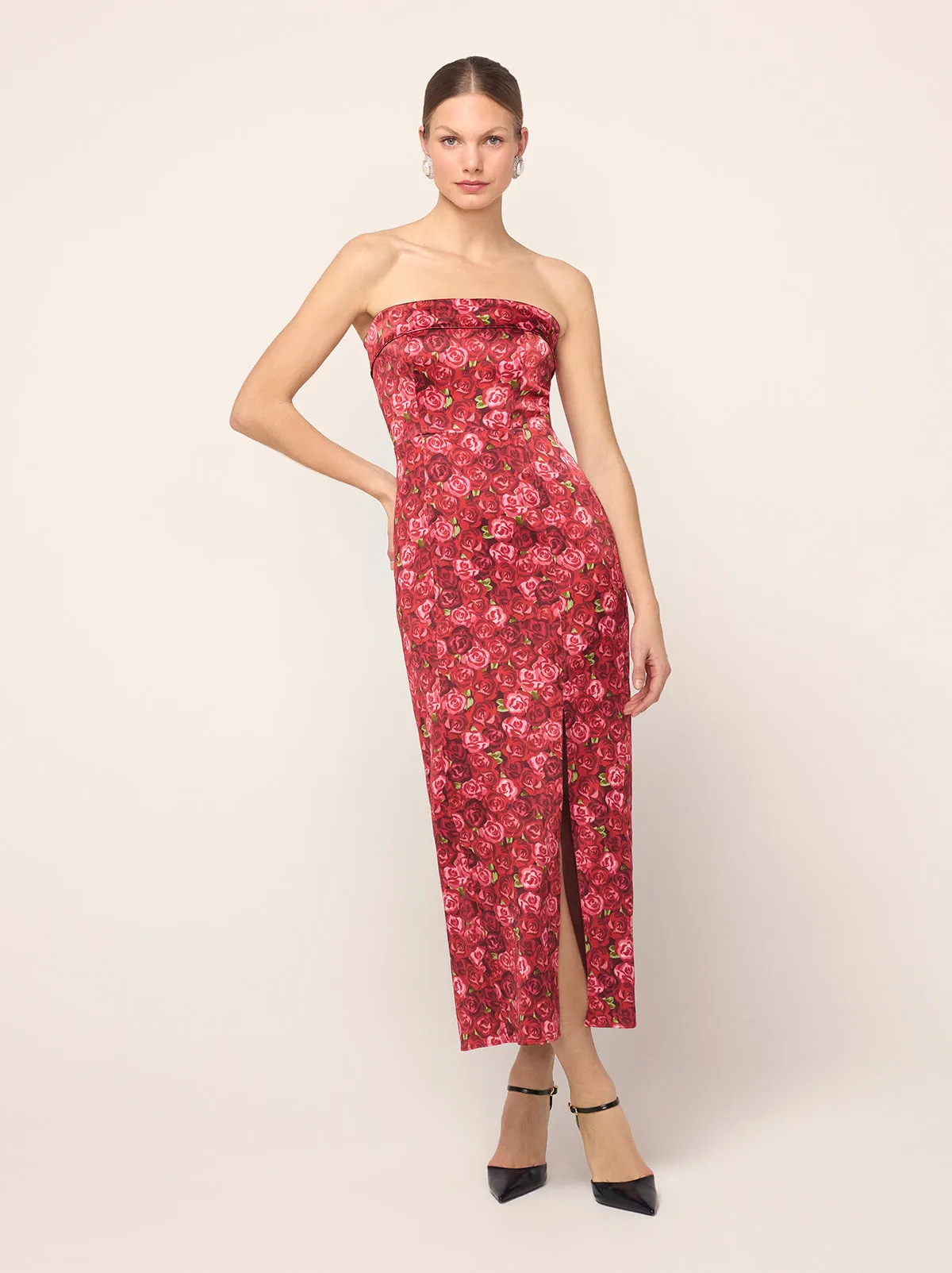 Marcelle Red Roses Print Dress