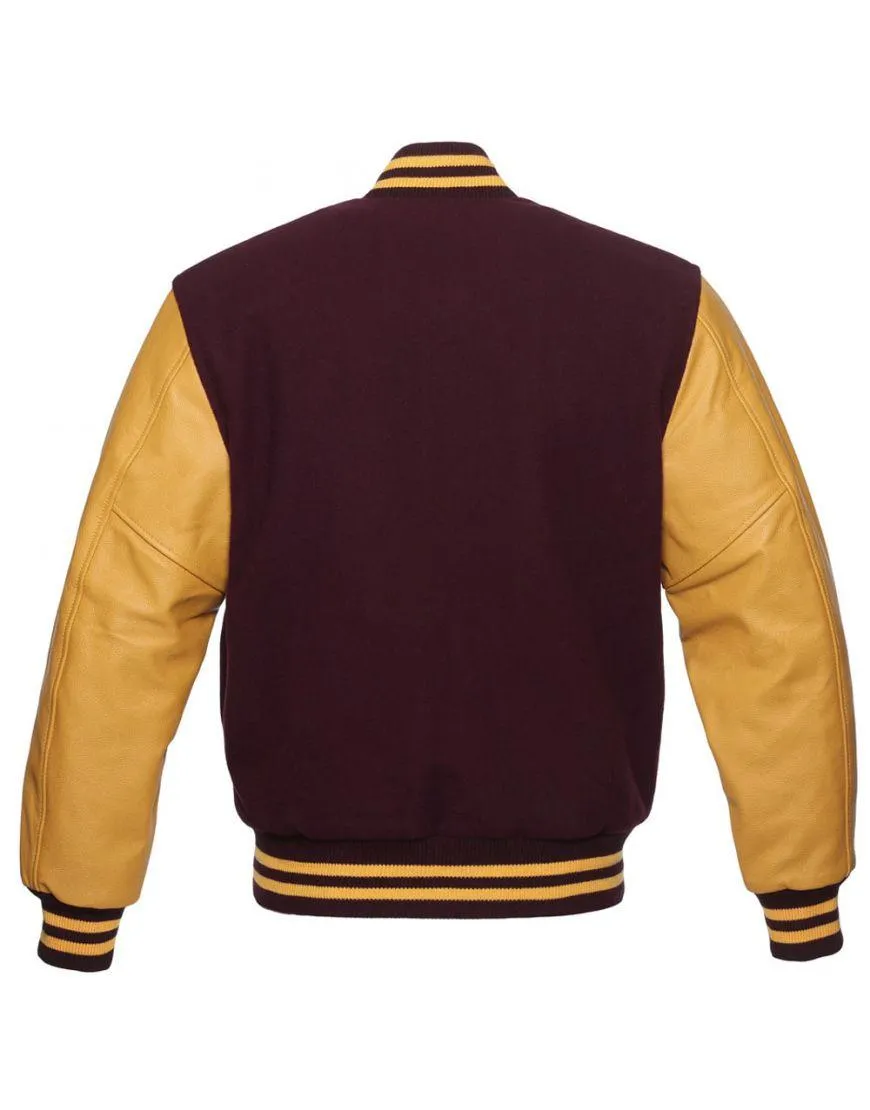 Maroon Varsity Jacket Womens with Leather Sleeves