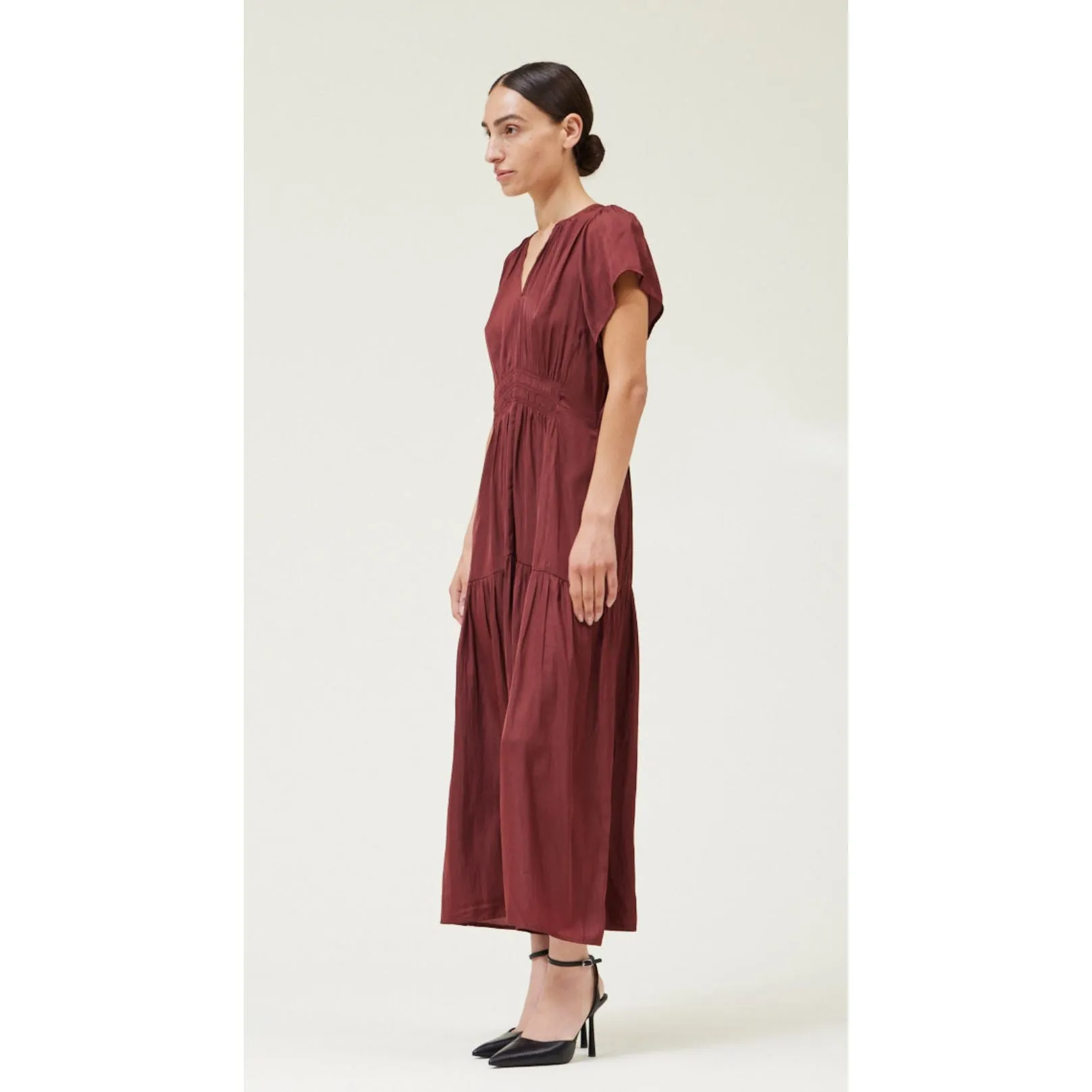 Maura Grade and Gather Midi Dress