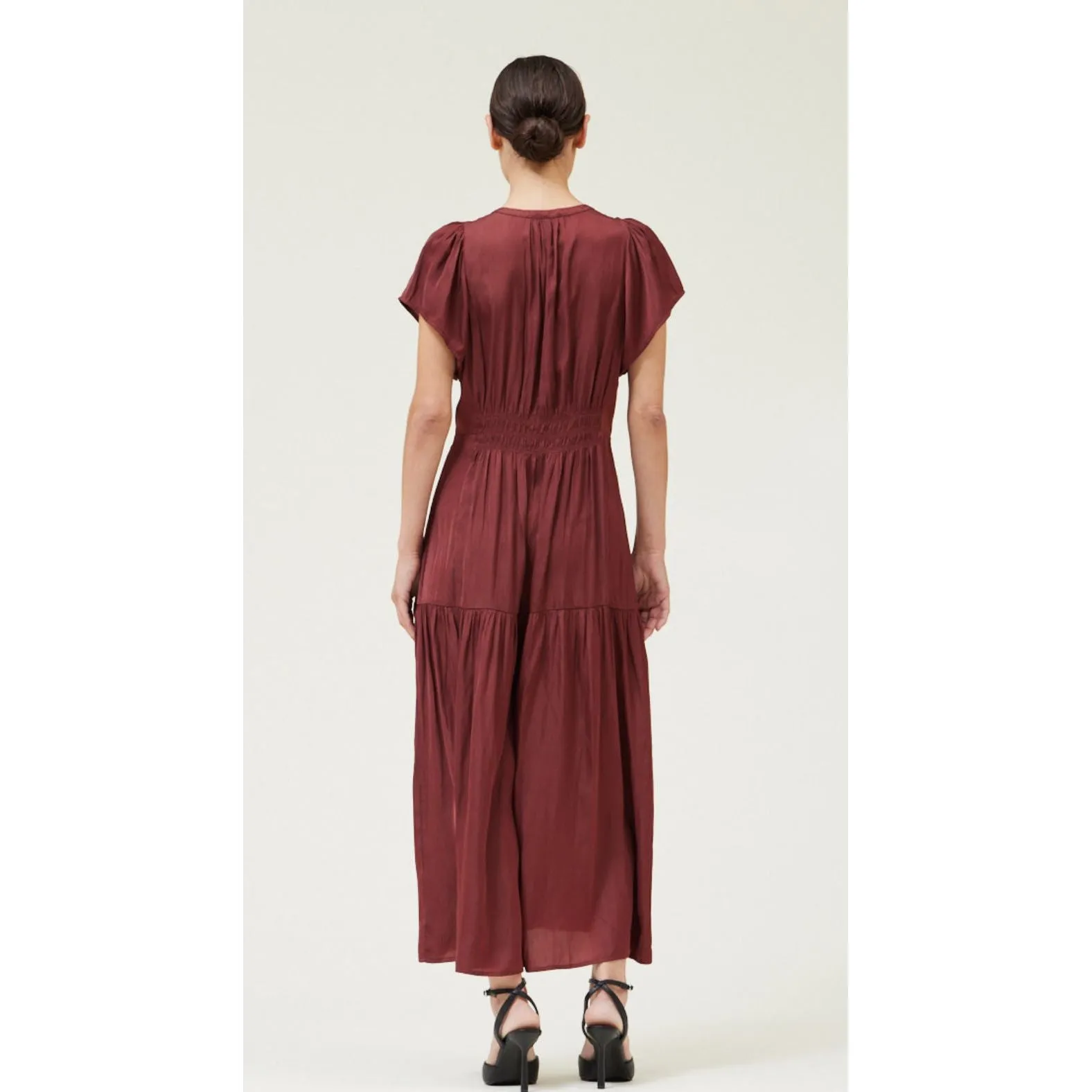 Maura Grade and Gather Midi Dress