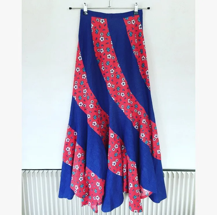 Maxi Skirt Floral Print 70s